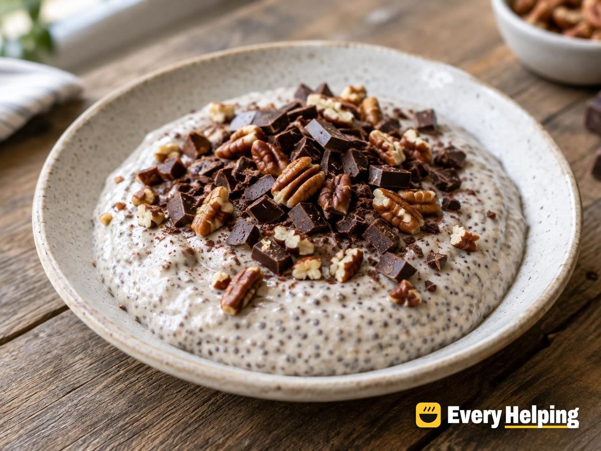 Blended Vanilla Chia Pudding with Chocolate Crunch