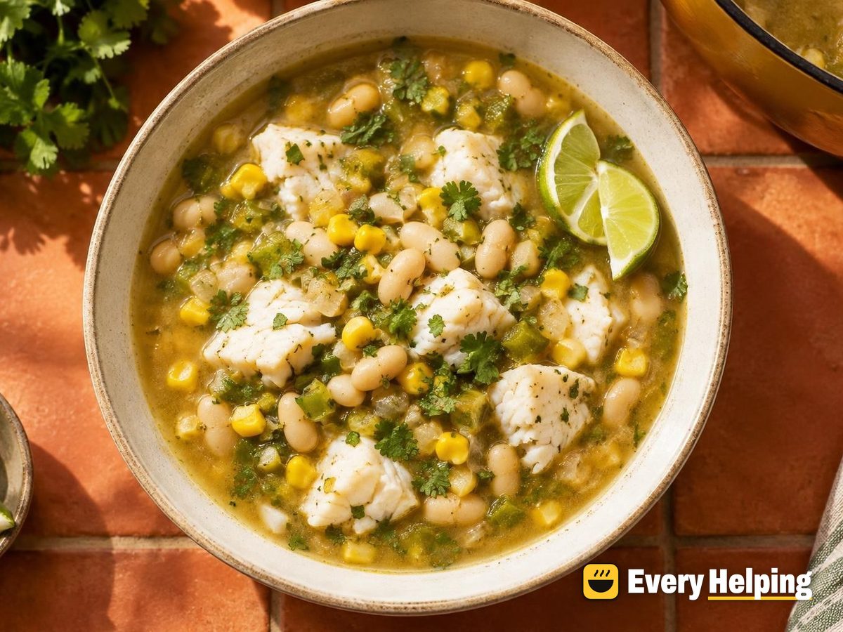 White Bean Cod Chili with Green Chiles