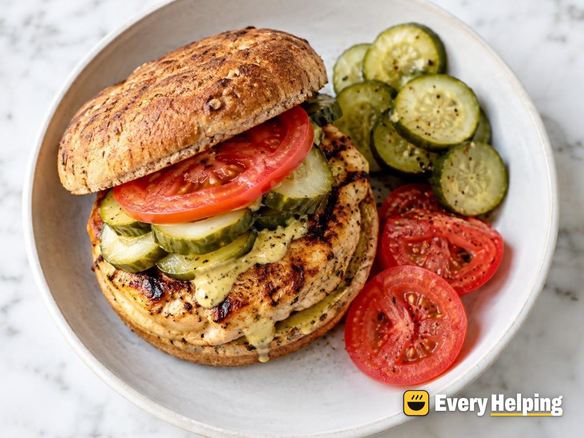 Grilled Chicken Burgers with Bread-and-Butter Pickles