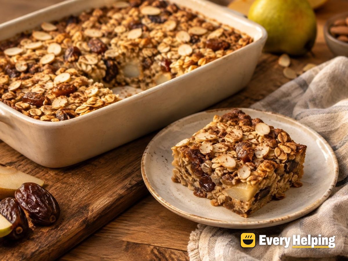 Cinnamon Pear Date Baked Oat Bars