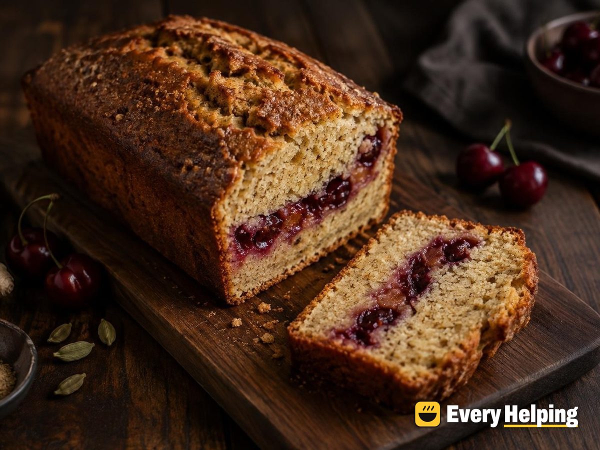 Cardamom-Ginger Loaf Cake with Cherry Filling