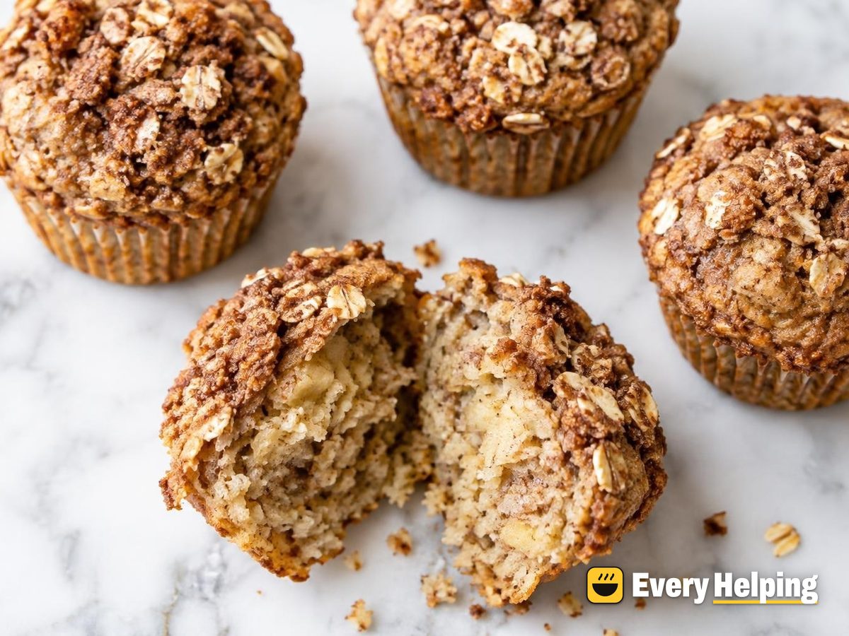 Brown Butter Banana Oat Muffins with Cinnamon Crunch