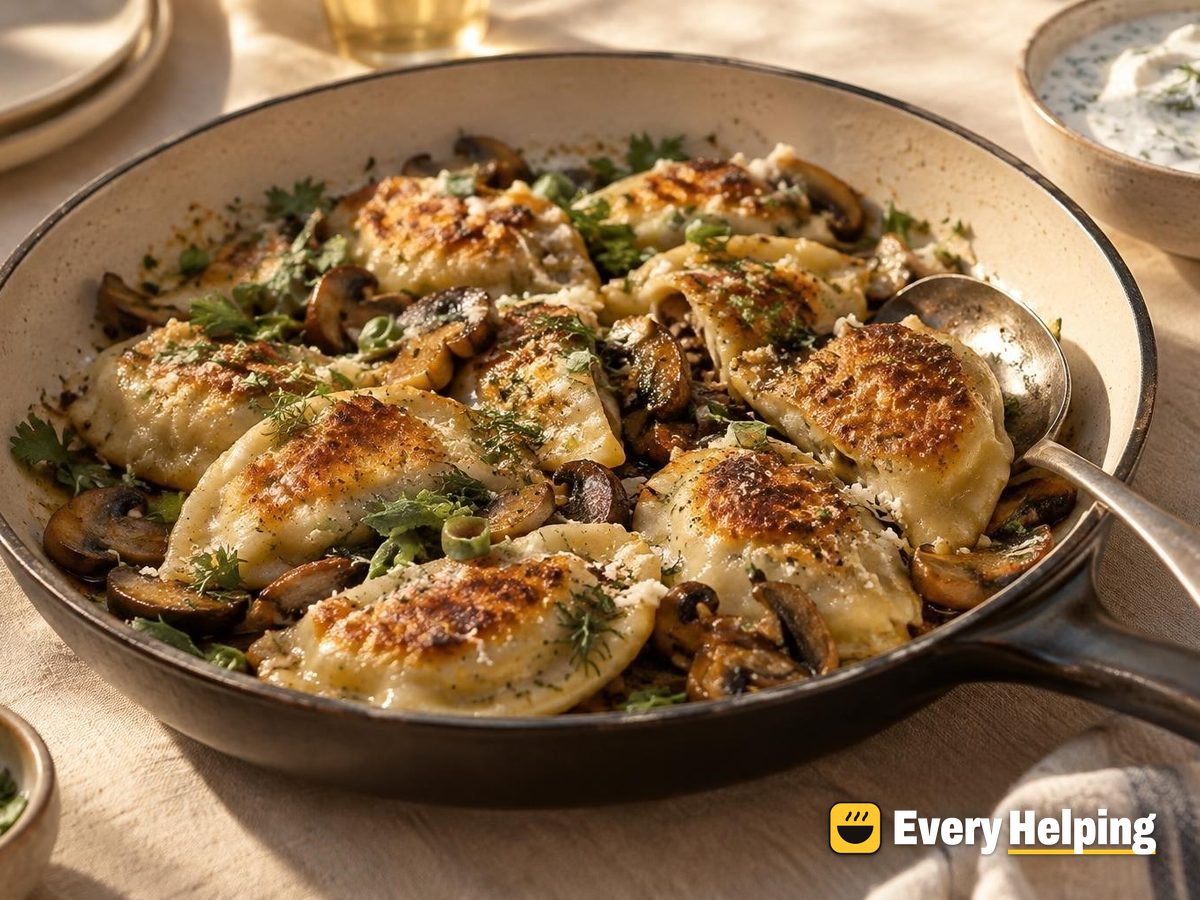Brown Butter Mushroom-Parmesan Pierogi