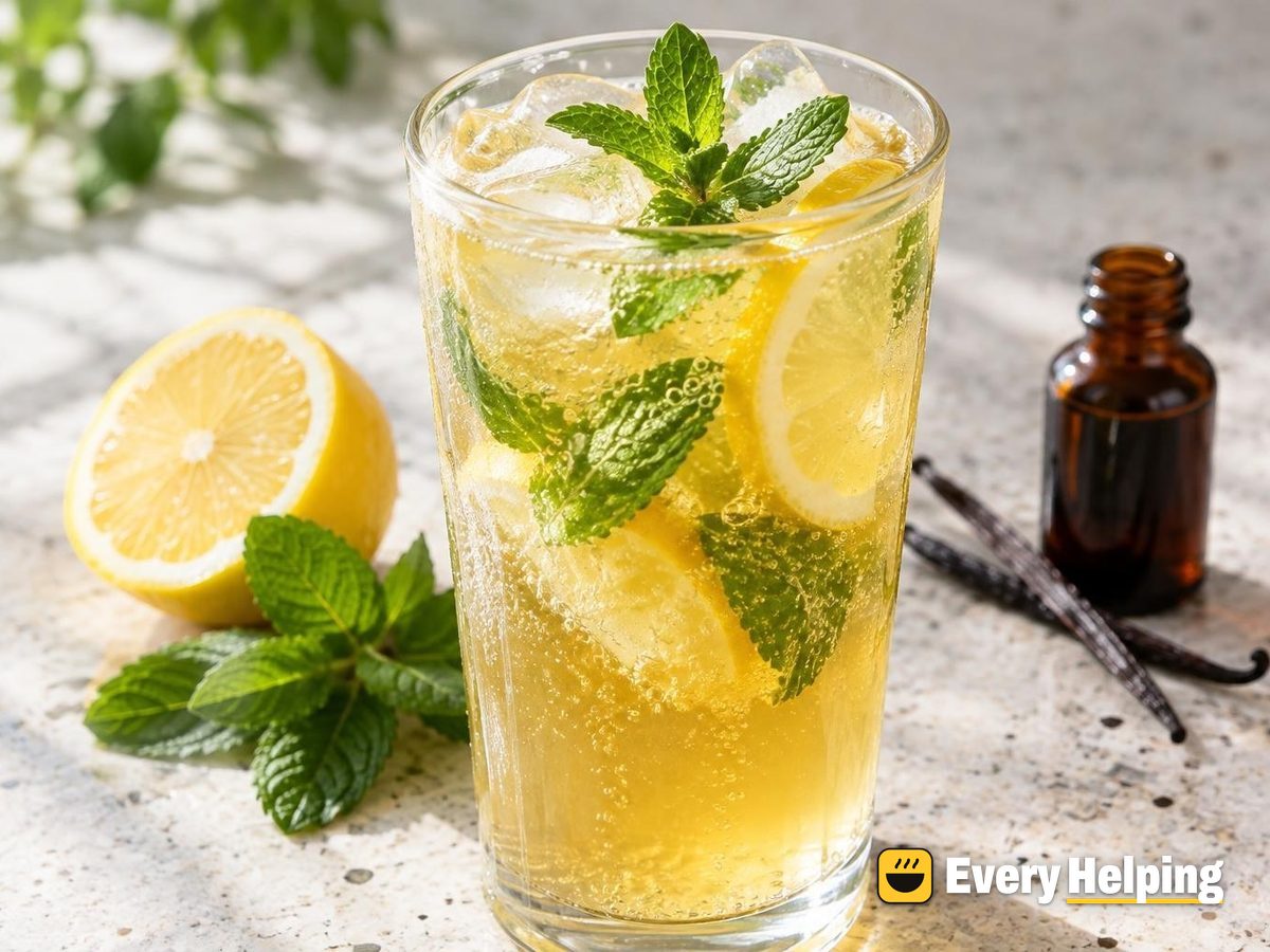 Sparkling Vanilla-Lemon Green Tea with Mint