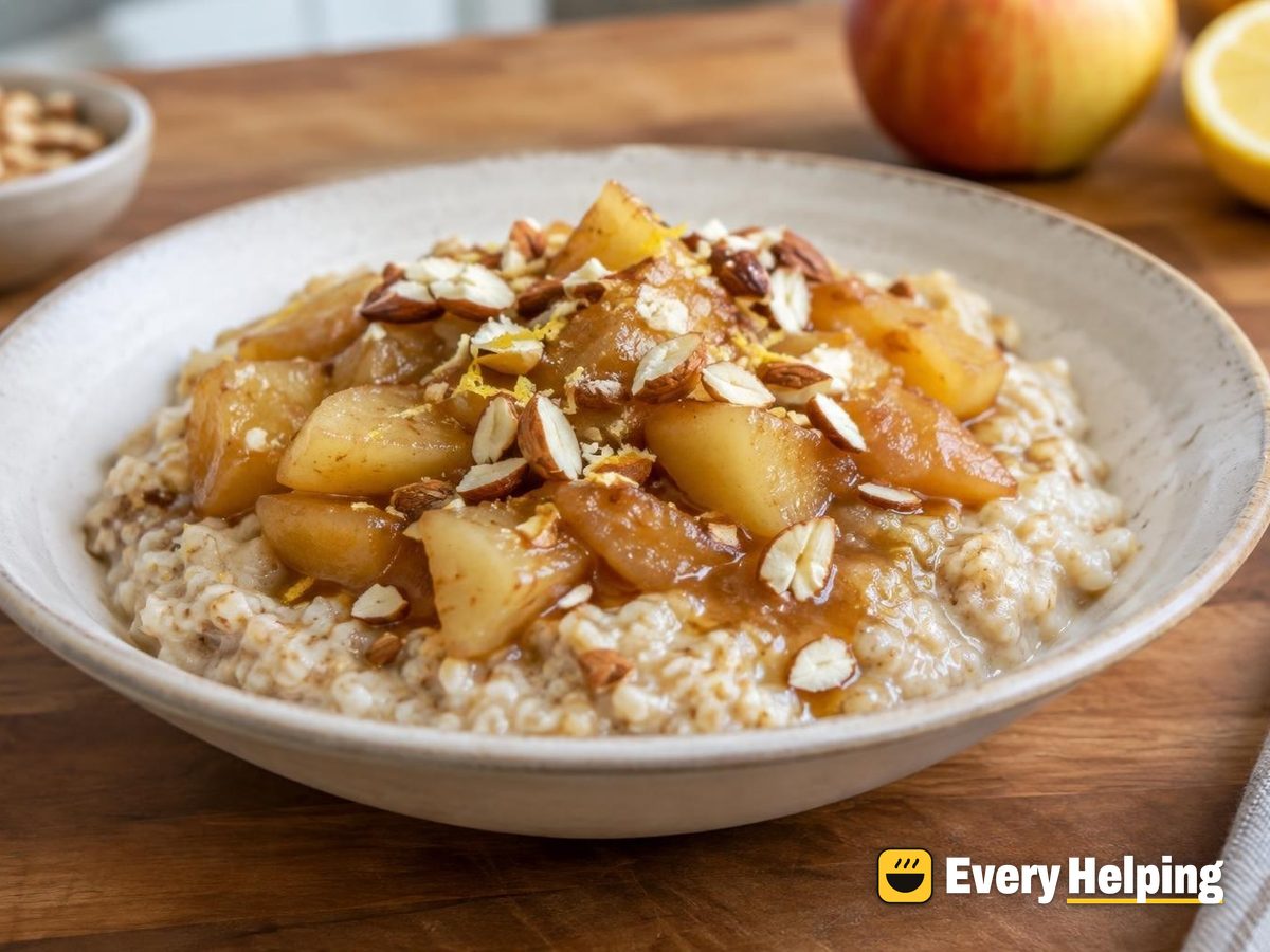 Brown Sugar Apple Compote over Lemon Oatmeal