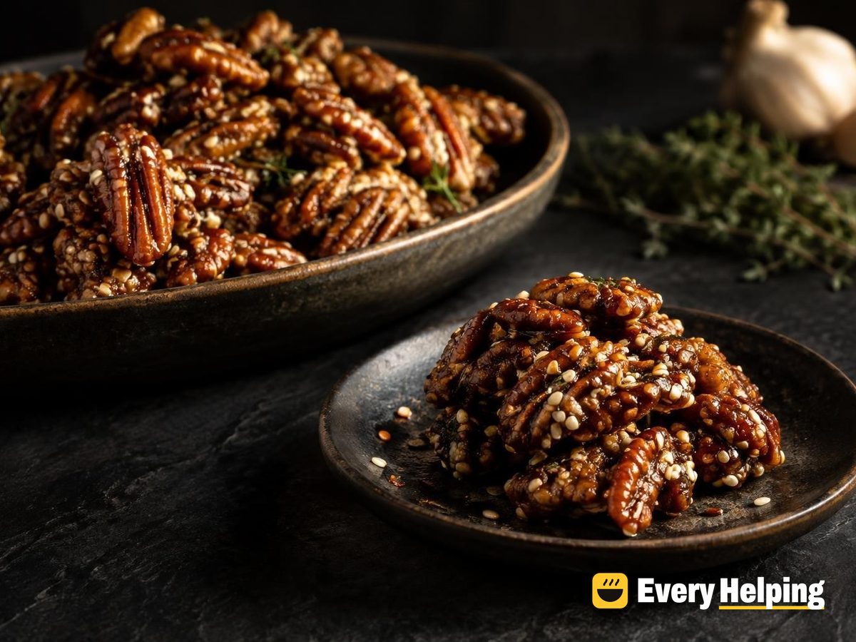 Garlic Herb Pecan Clusters with Sesame