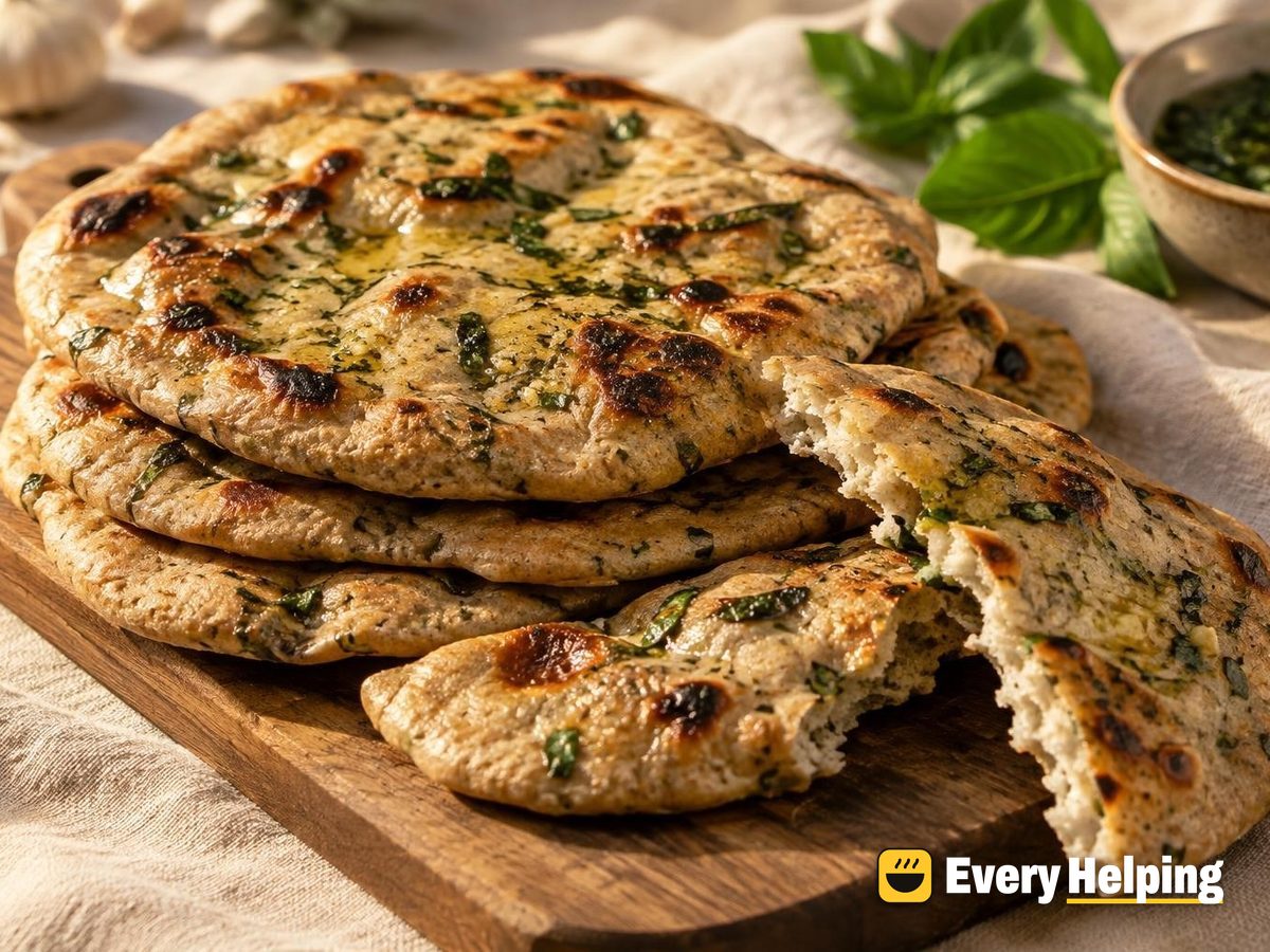 Whole Wheat Basil Yogurt Naan
