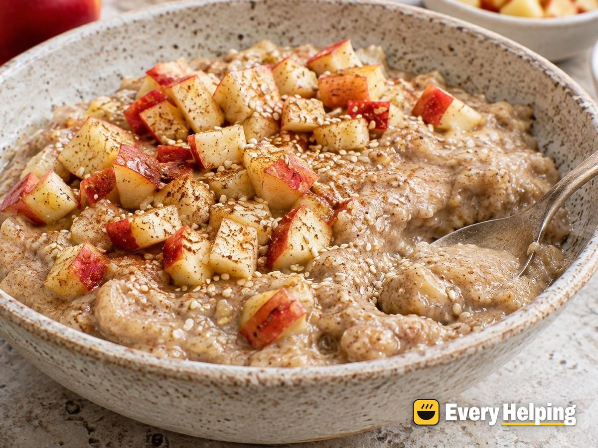 Blended Apple Cinnamon Tahini Overnight Oat Pudding