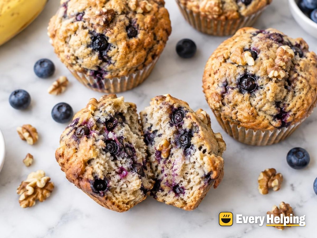 Blueberry Banana Walnut Muffins