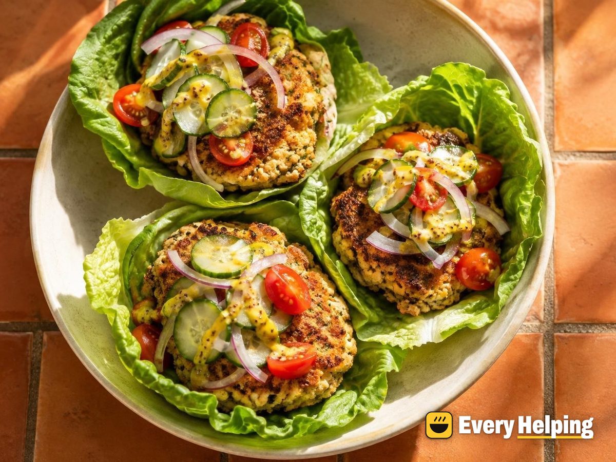 Cauliflower White Bean Burgers in Lettuce Cups