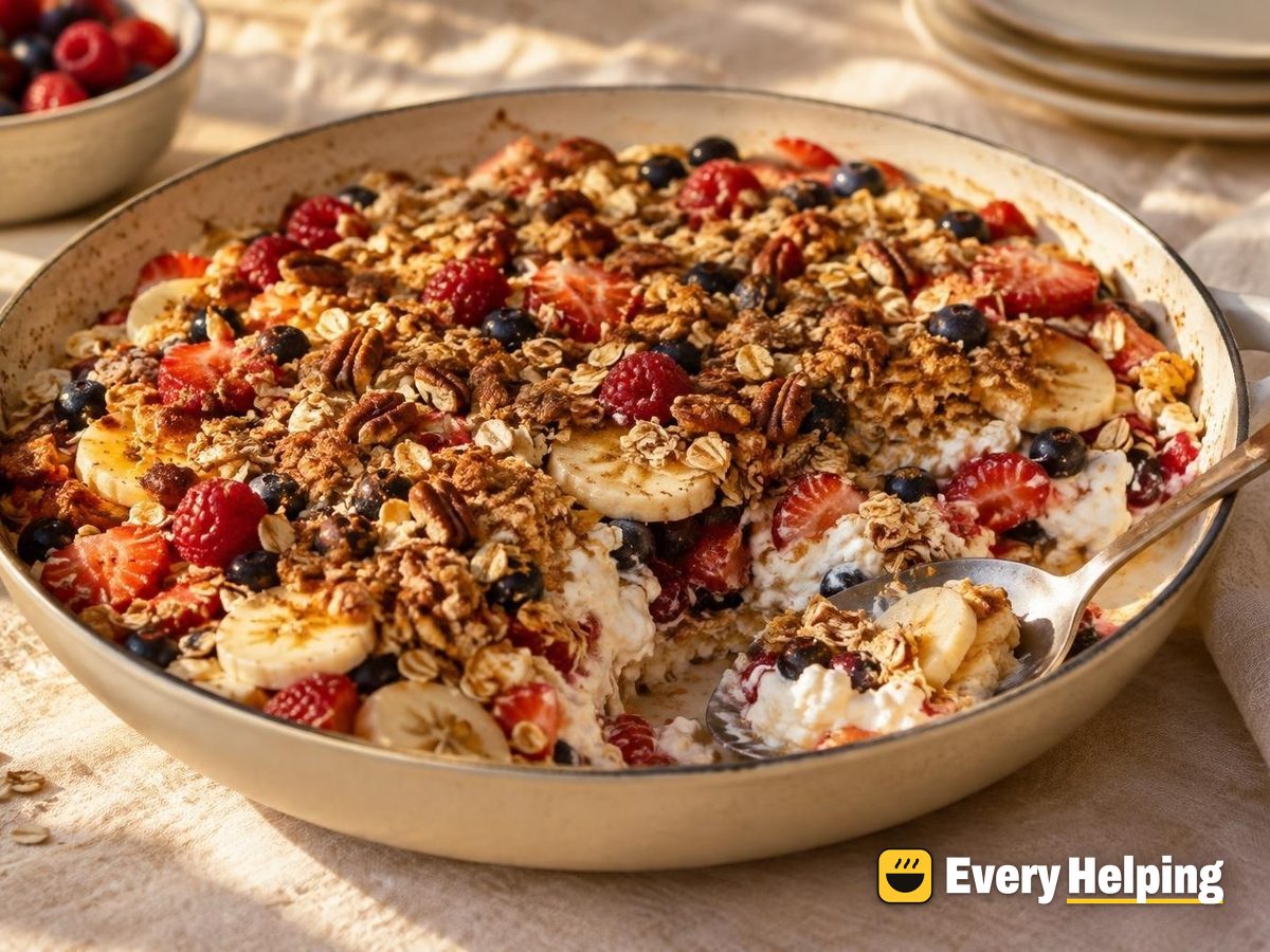 Berry Banana Cottage Cheese Parfait with Oat Crunch