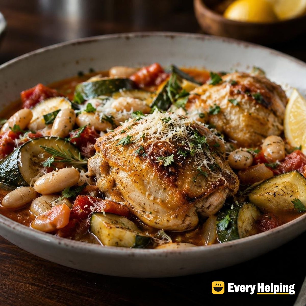 Chicken Thigh, Zucchini and White Bean Stew