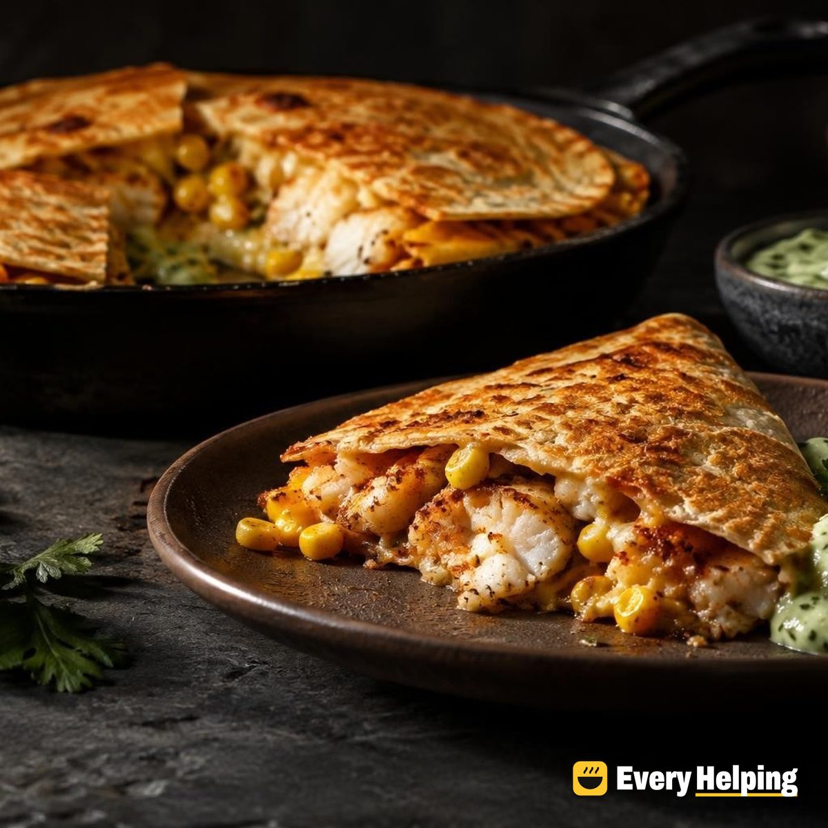 Chipotle-Spiced Cod Quesadillas with Avocado Sauce