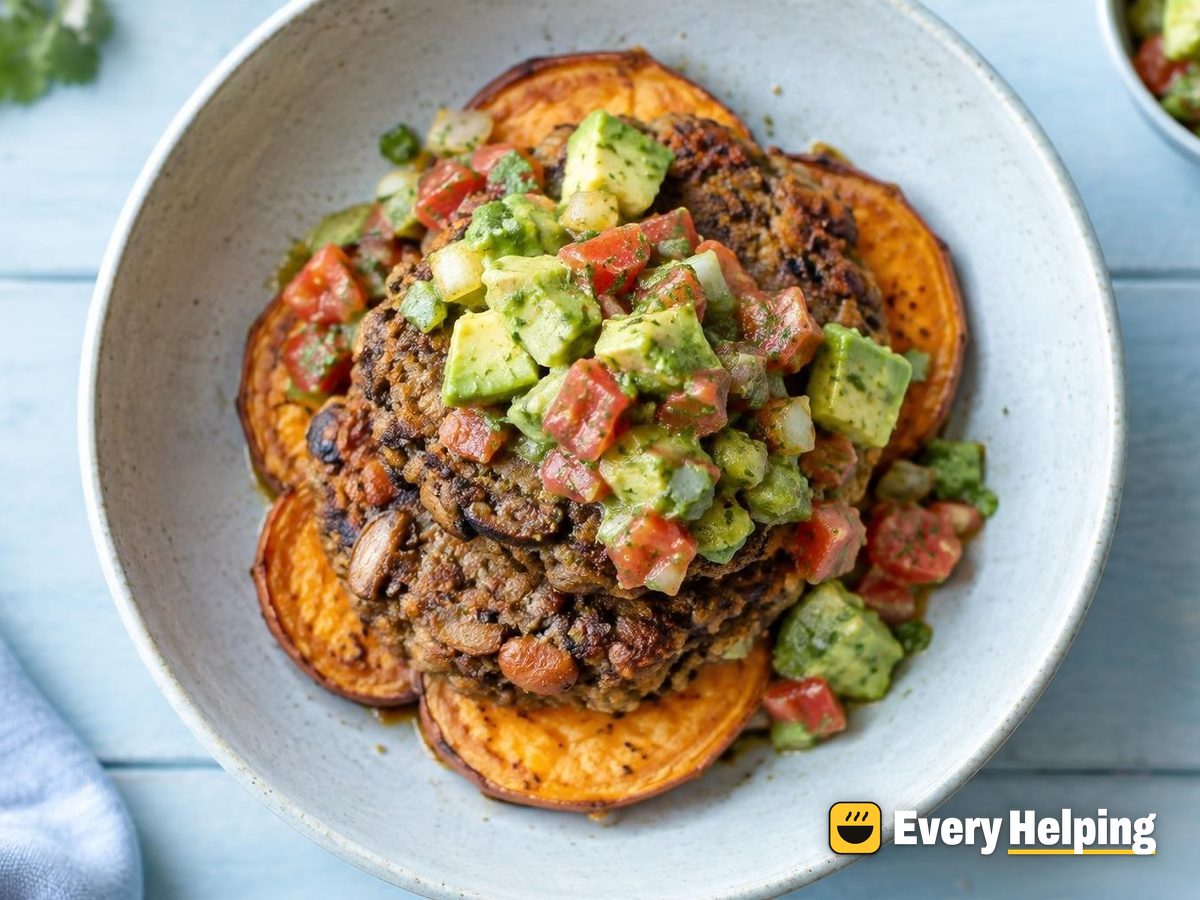 Smoky Pinto-Mushroom Burgers with Avocado Salsa