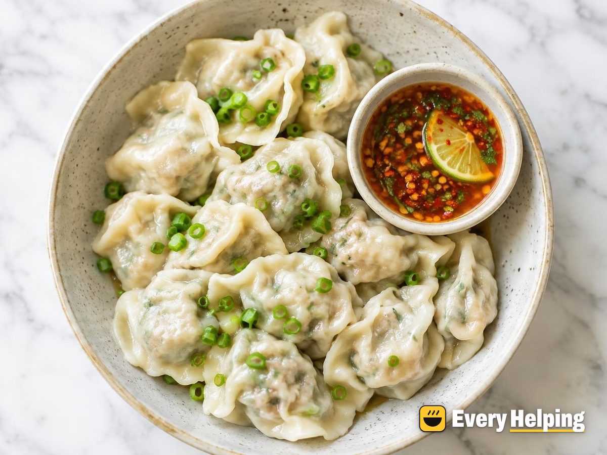Pork, Mushroom and Scallion Boiled Dumplings