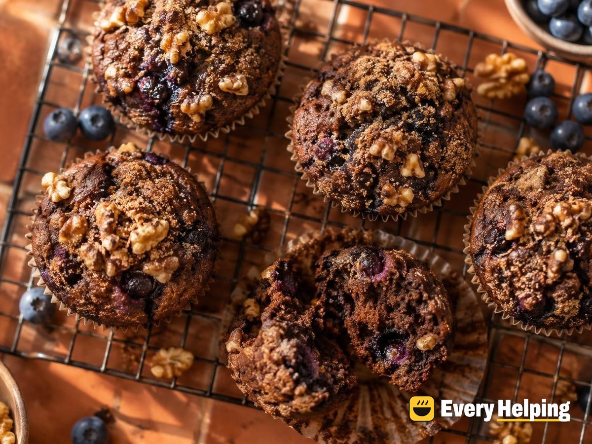 Mocha Walnut Blueberry Muffins
