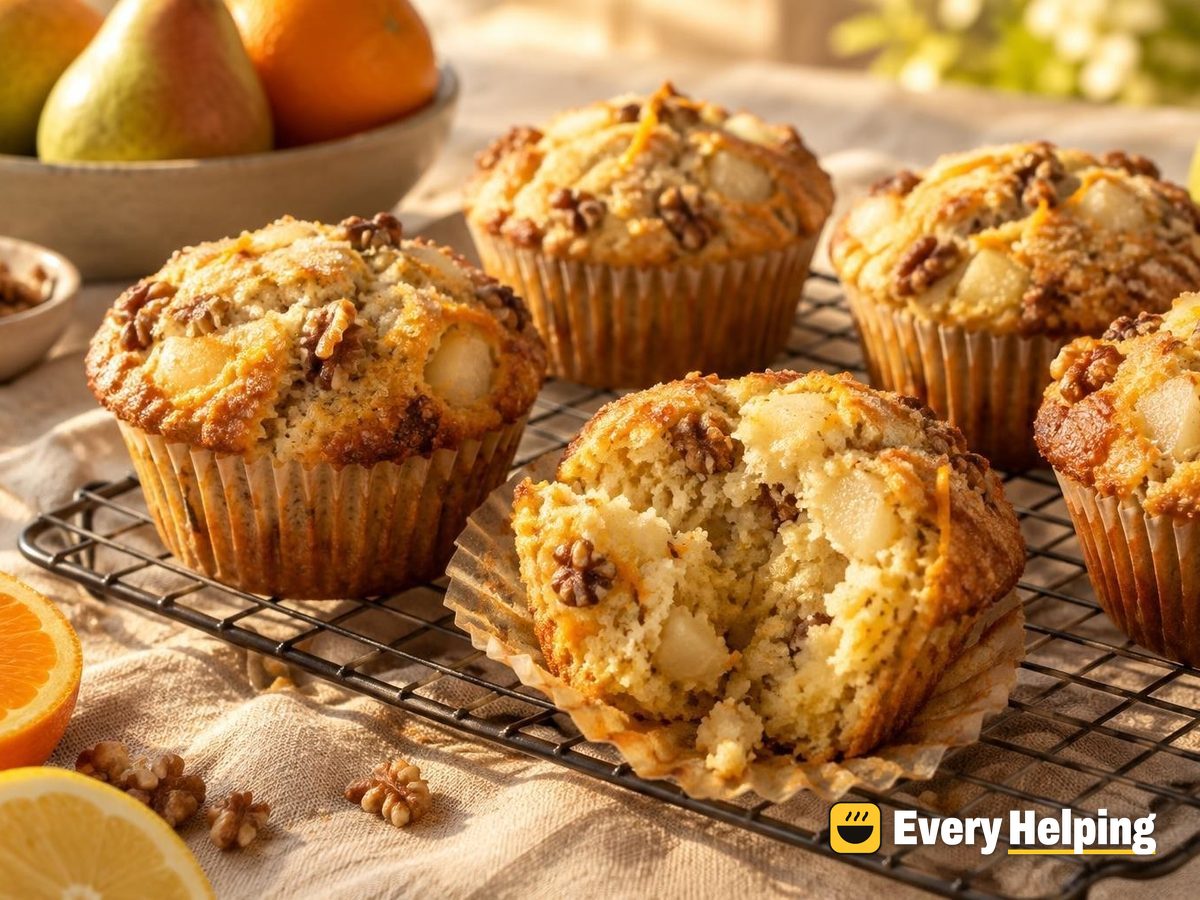 Orange Pear Walnut Muffins with Ricotta