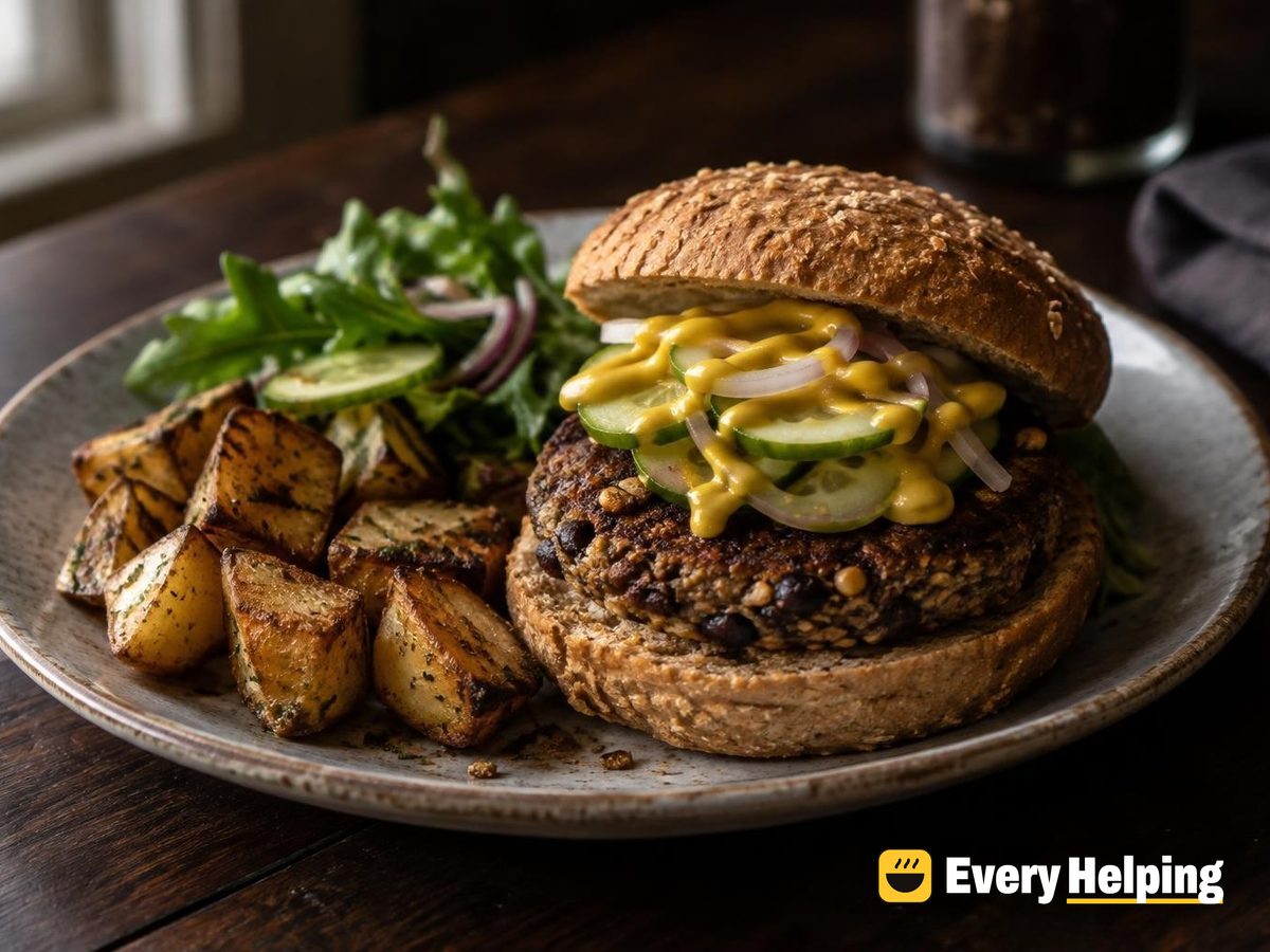 Seared Mushroom Walnut Burgers with Mustard