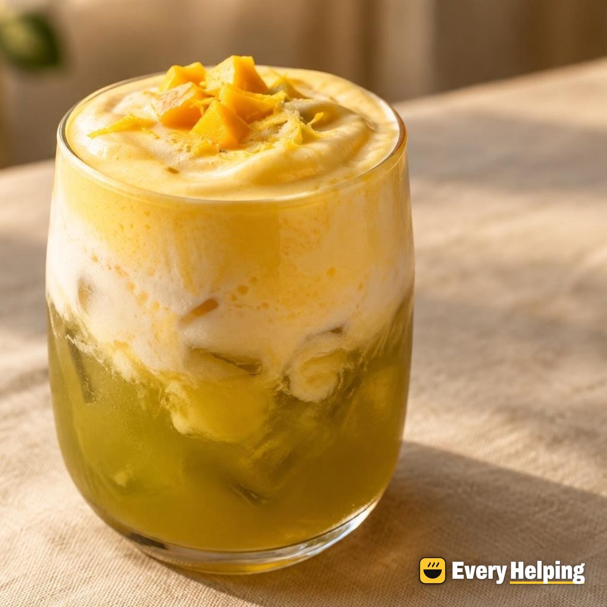 Iced Coconut-Ginger Green Tea with Mango Foam