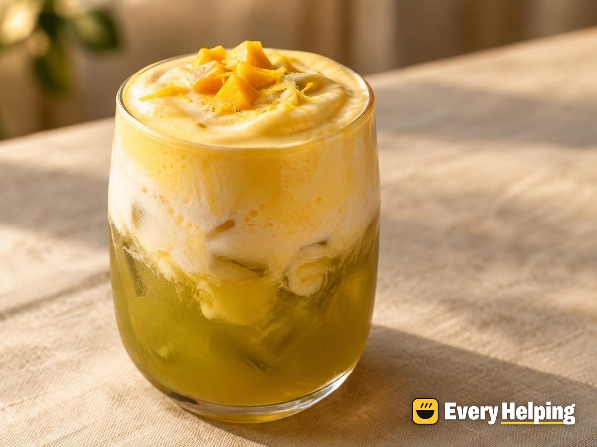 Iced Coconut-Ginger Green Tea with Mango Foam