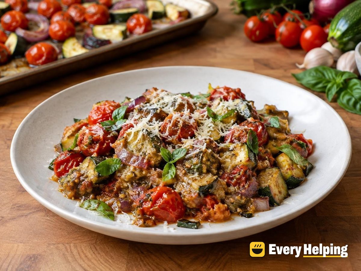Roasted Cherry Tomato Zucchini Parmesan Sauce