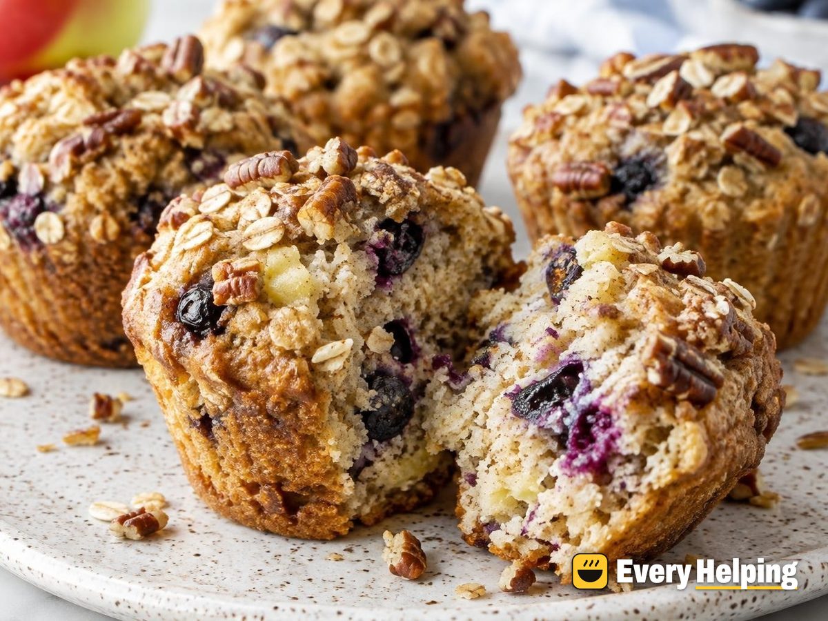 Apple Cinnamon Oat Muffins with Blueberries
