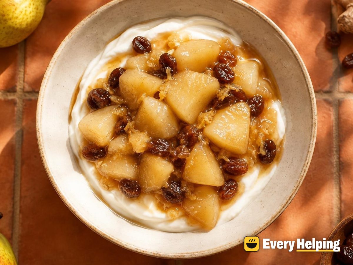 Vanilla Pear Compote with Ginger and Raisins