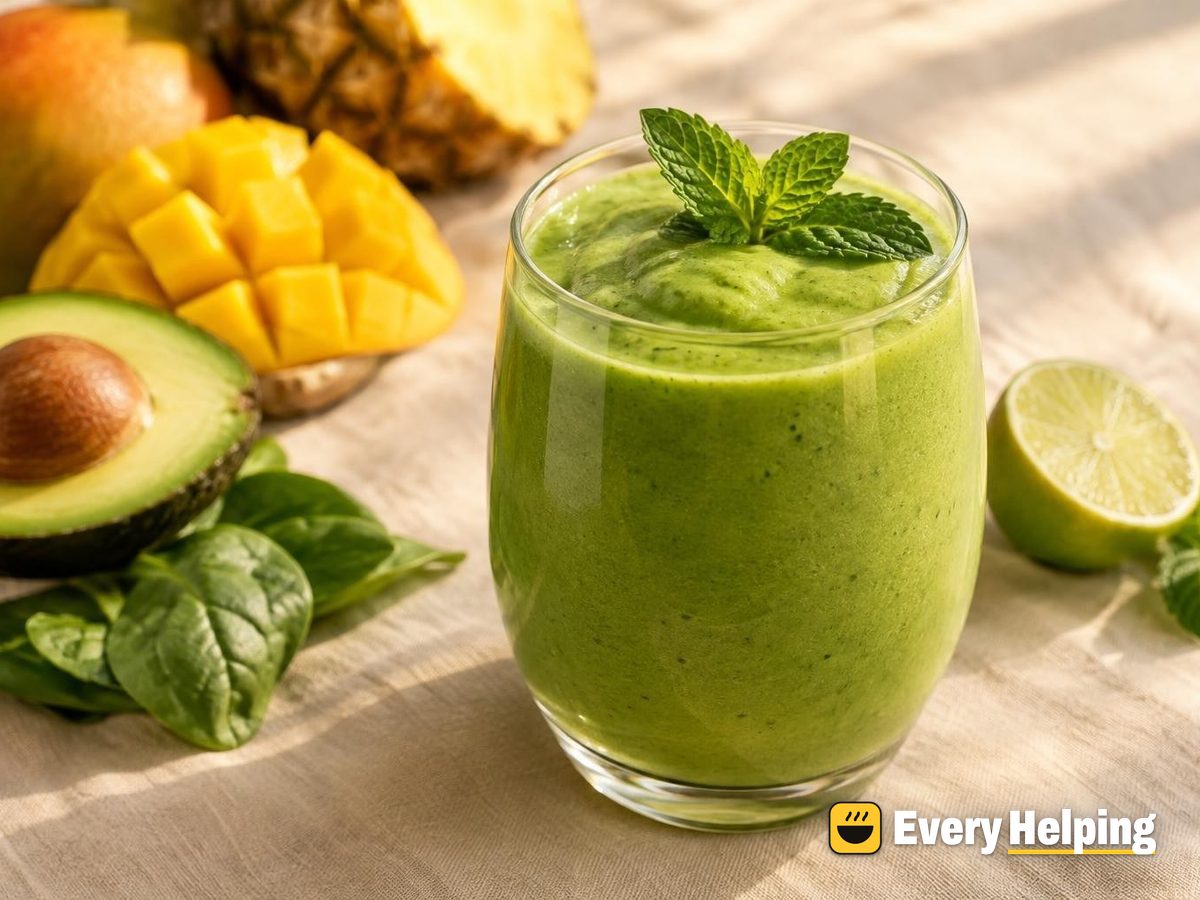 Minty Spinach Mango Pineapple Avocado Smoothie