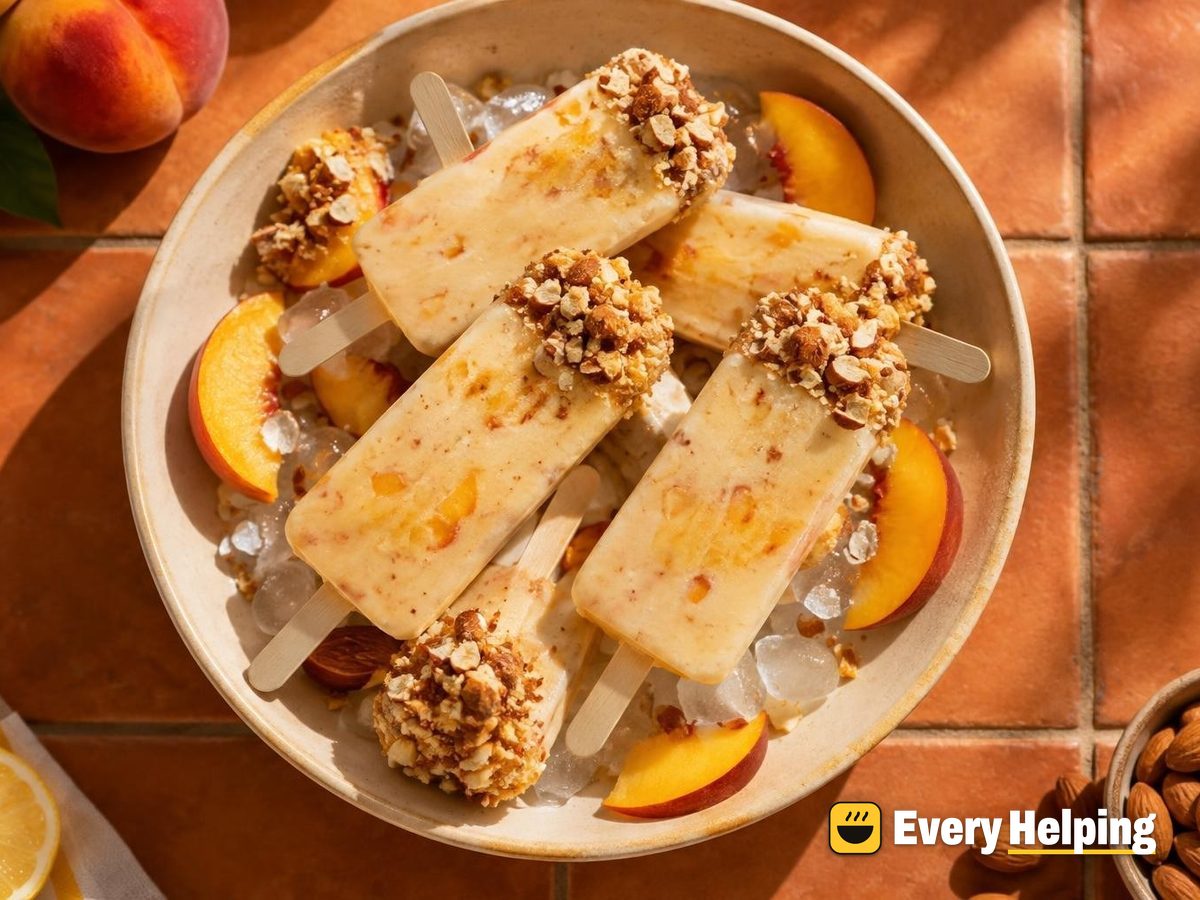 Peach Kefir Pops with Almond Crunch