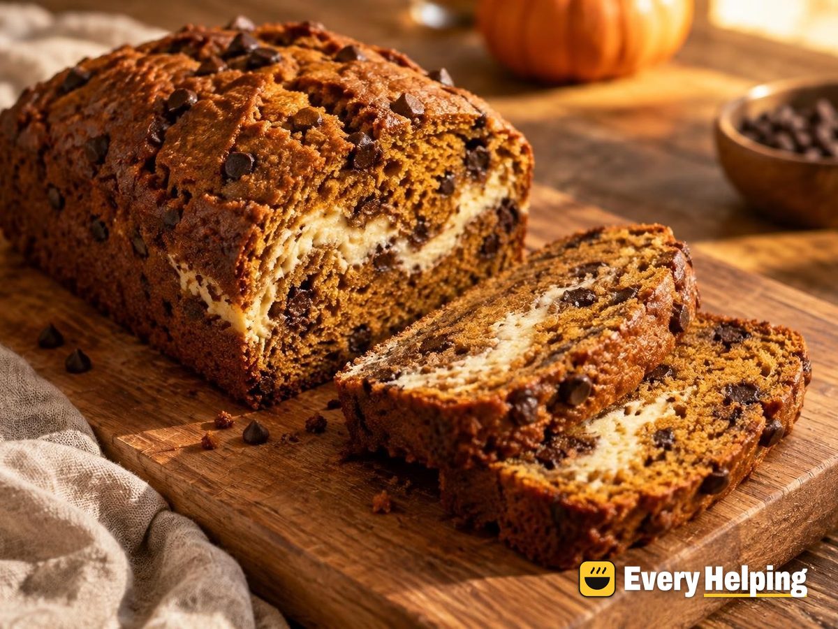 Pumpkin Chocolate Bread with Cream Cheese Swirl
