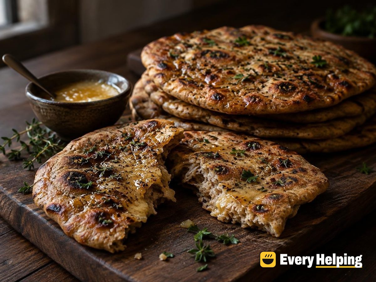 Spiced Rye Thyme Flatbreads with Honey Butter
