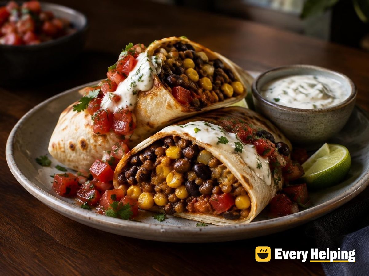 Spiced Lentil and Black Bean Burritos