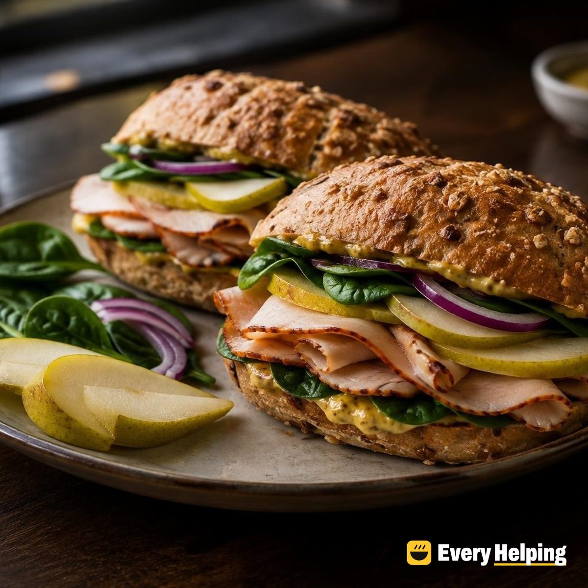 Smoky Turkey, Pear and Honey-Mustard Rolls