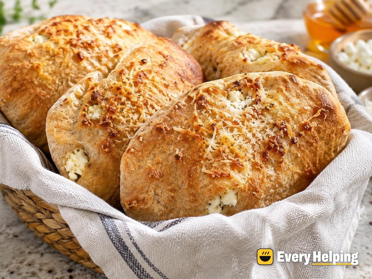 Oven-Puffed Whole Wheat Feta Parmesan Pitas
