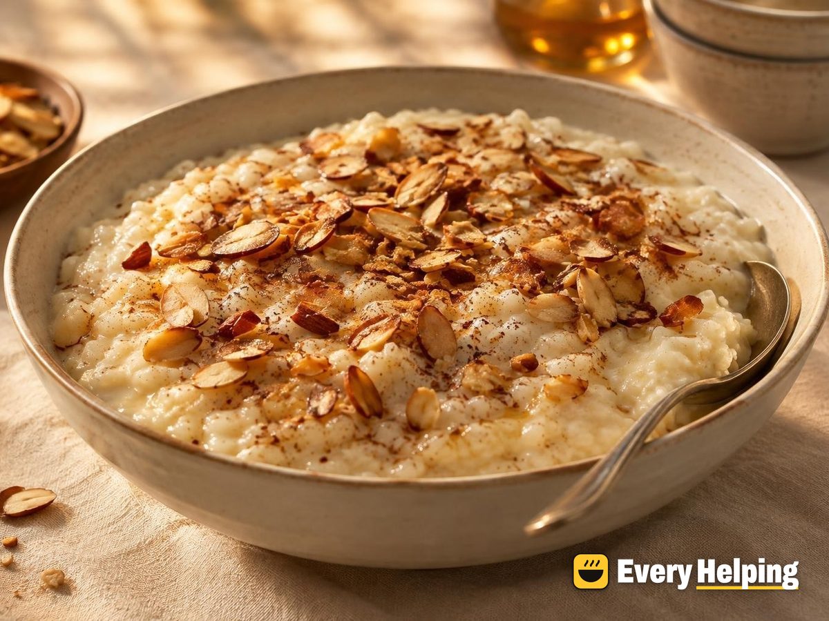 Creamy Vanilla Rice Pudding with Toasted Almonds