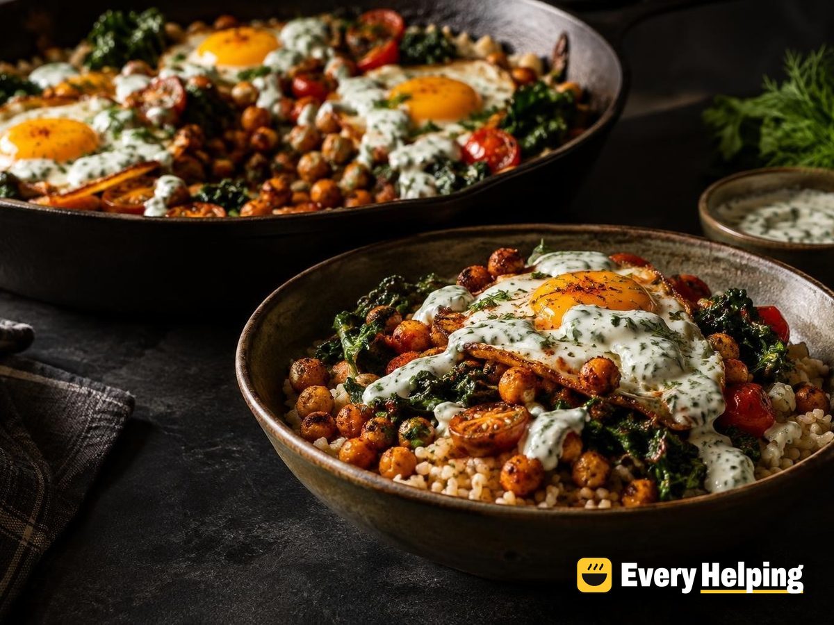 Crispy Chickpea Breakfast Bowls with Herb Sauce