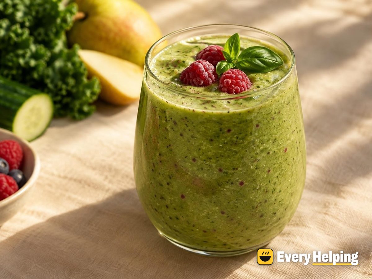 Kale Cucumber Raspberry Pear Smoothie
