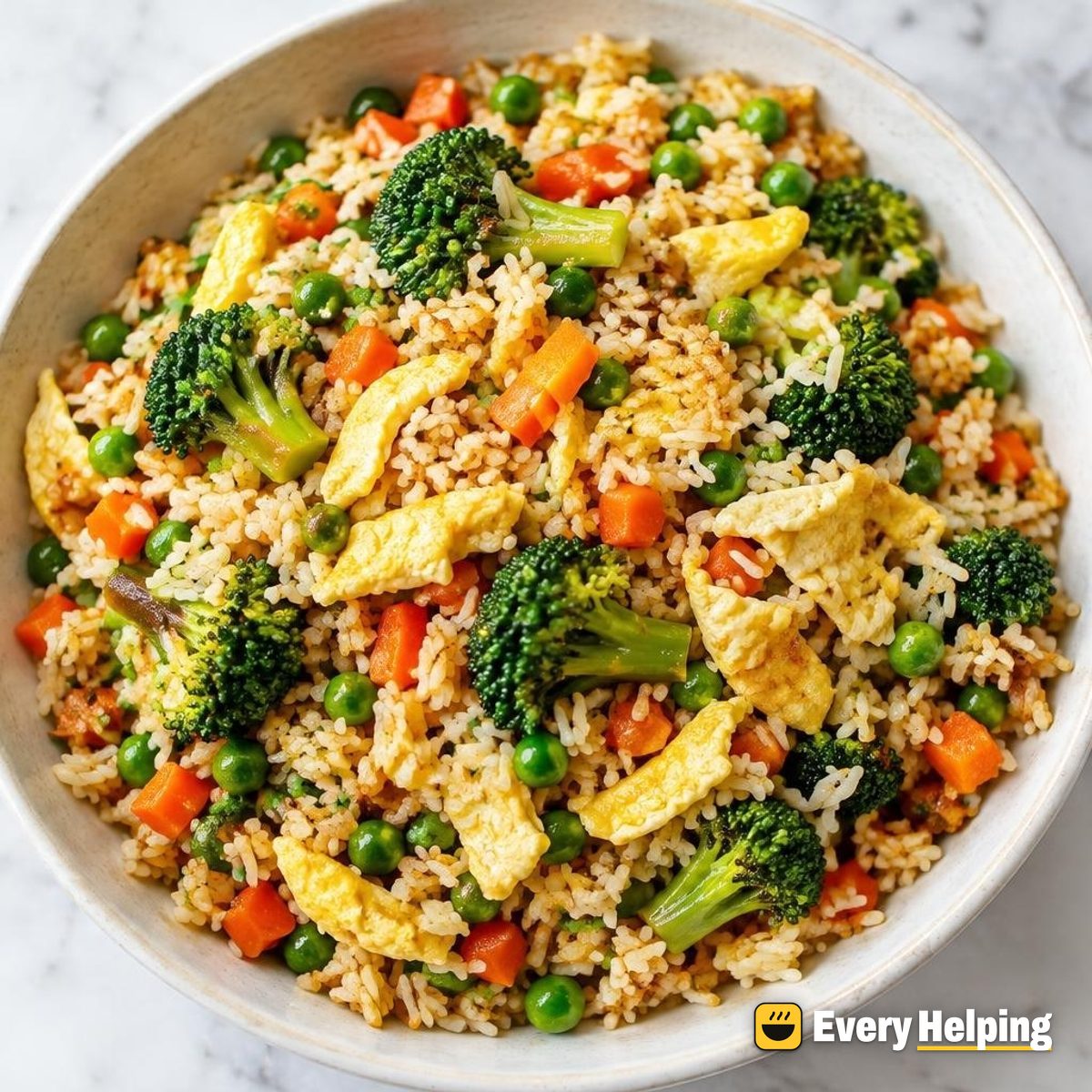 Ginger Garlic Fried Rice with Egg Ribbons