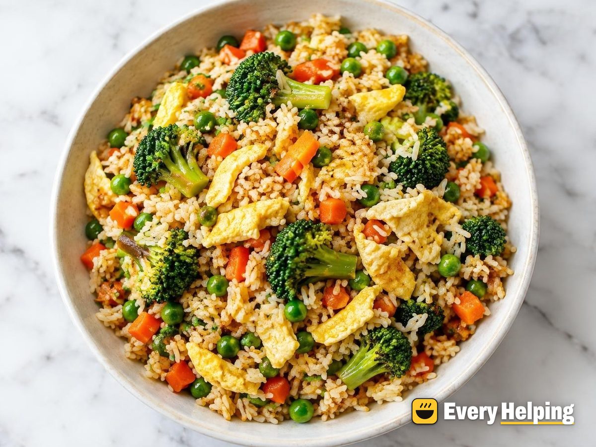 Ginger Garlic Fried Rice with Egg Ribbons