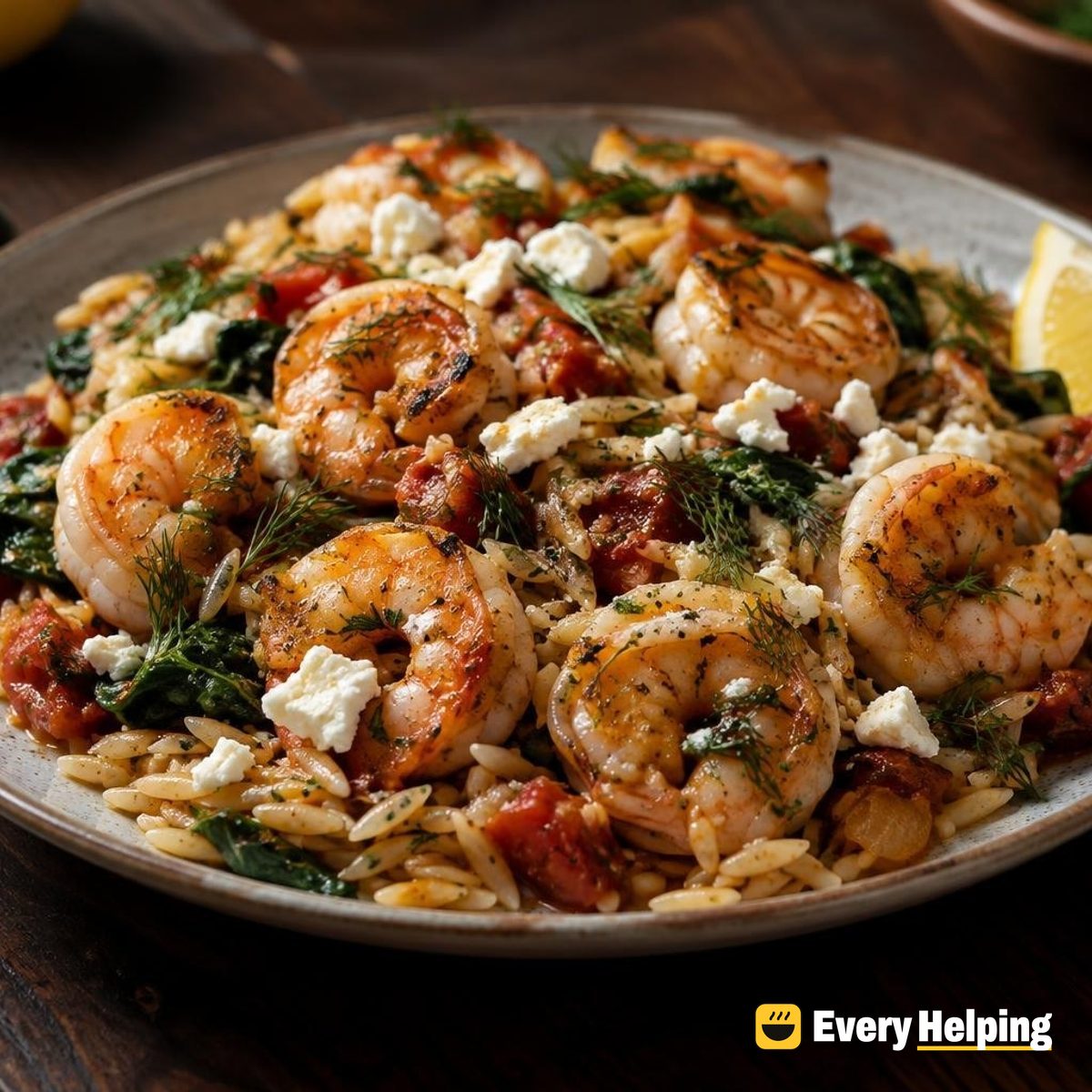 Garlic-Lemon Shrimp Orzo-Style Bake with Feta