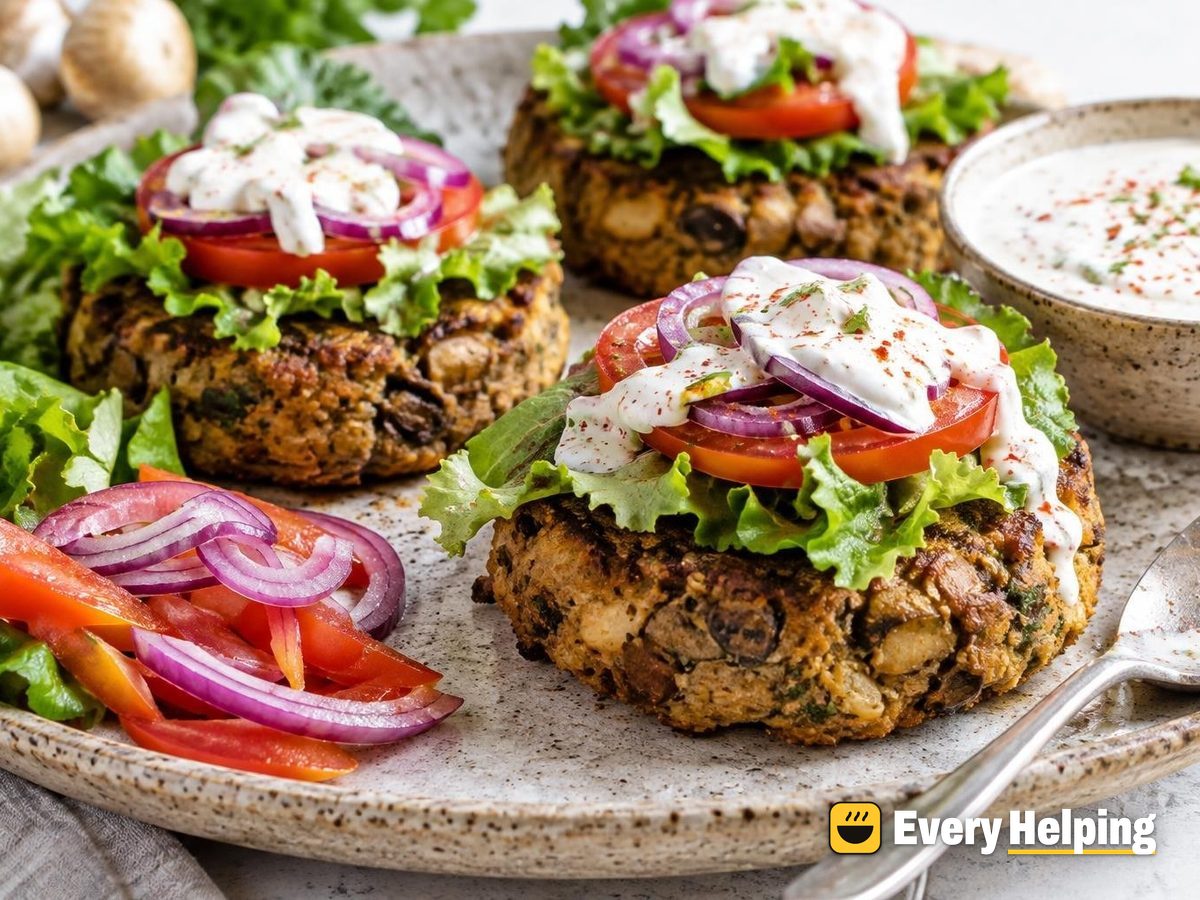 Miso-Ginger Tofu Mushroom Burgers