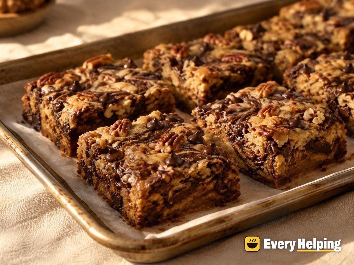 Mocha Marble Pecan Chocolate Chip Blondies