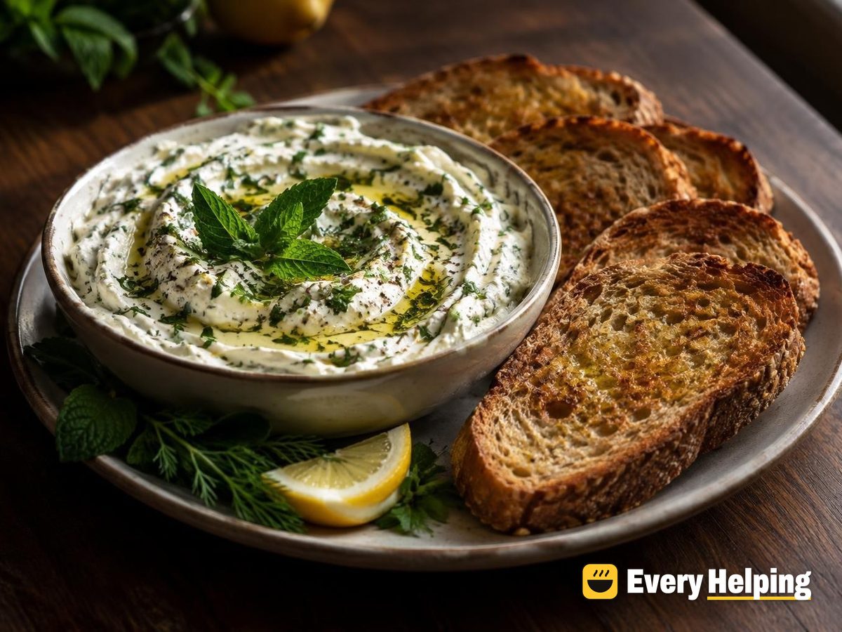 Whipped Feta Garlic Herb Dip with Toast