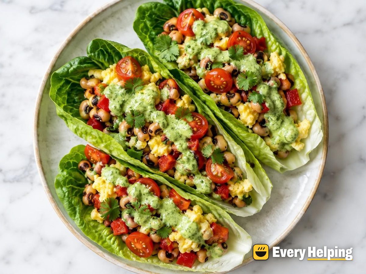 Black-Eyed Pea and Egg Breakfast Lettuce Wraps