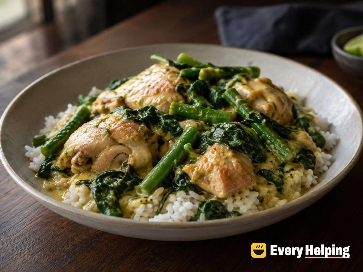 Thai-Style Chicken Thigh Coconut Curry with Spinach