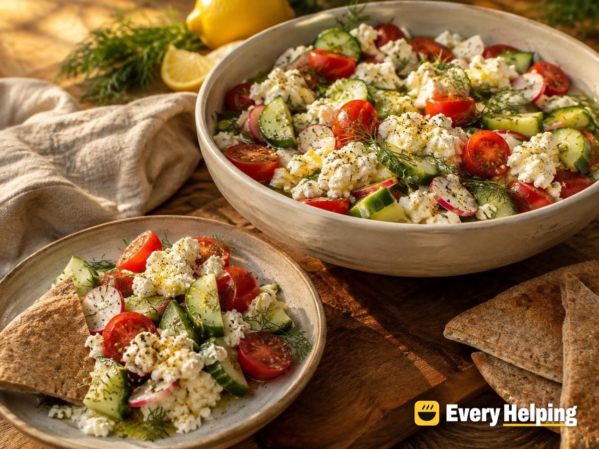 Cracked-Pepper Ricotta Crumbles with Cucumber and Dill