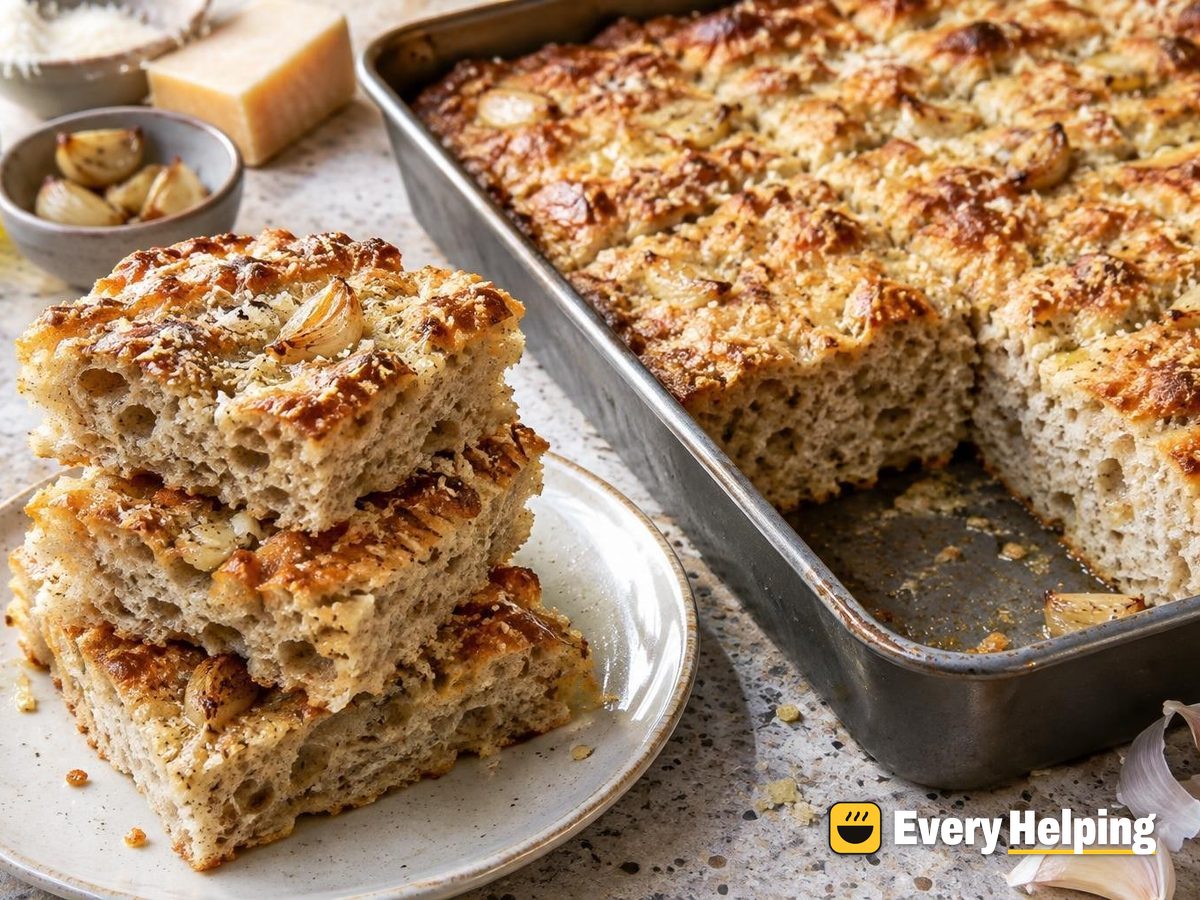 Roasted Garlic Parmesan Rye Focaccia