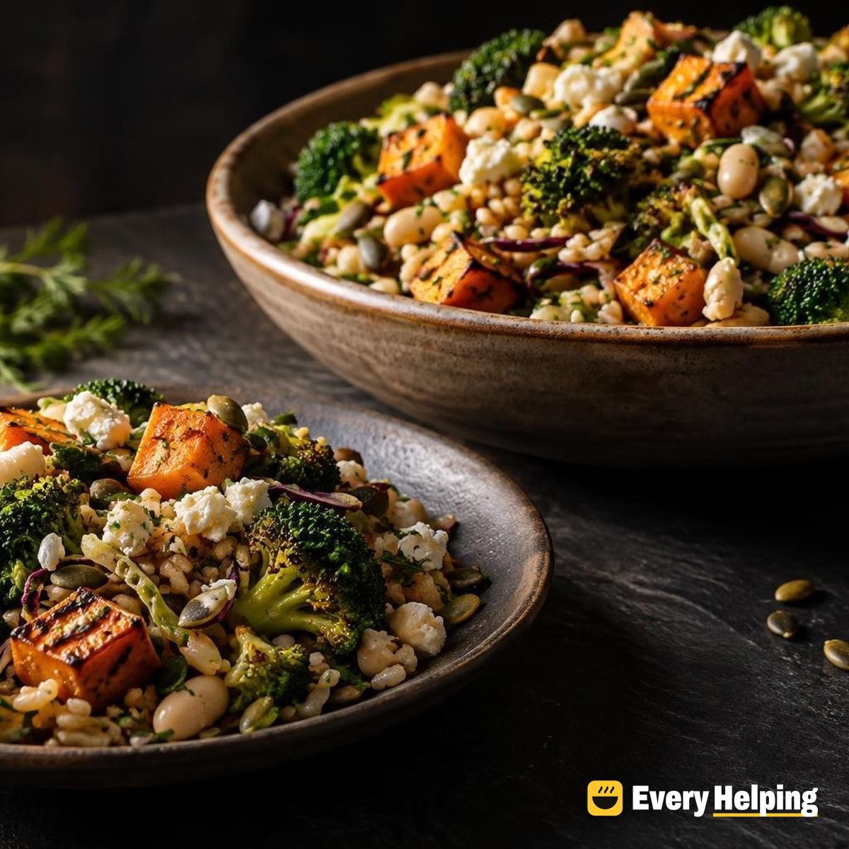Roasted Sweet Potato Freekeh-Style Wheat Berry Salad