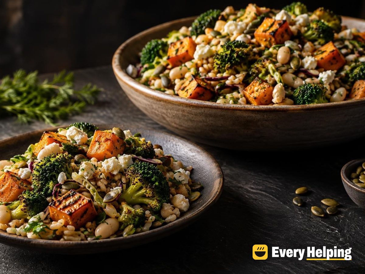 Roasted Sweet Potato Freekeh-Style Wheat Berry Salad