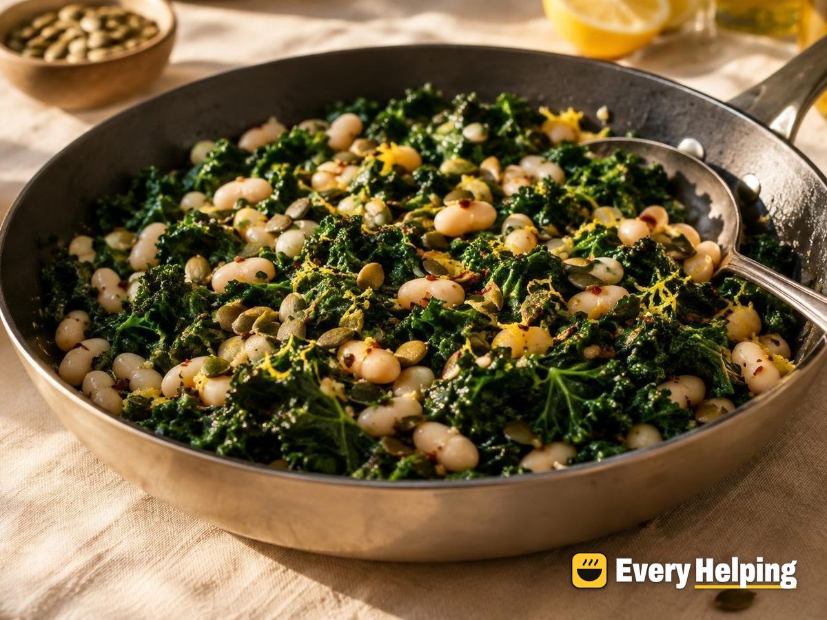 Lemony Sautéed Kale with White Beans and Garlic